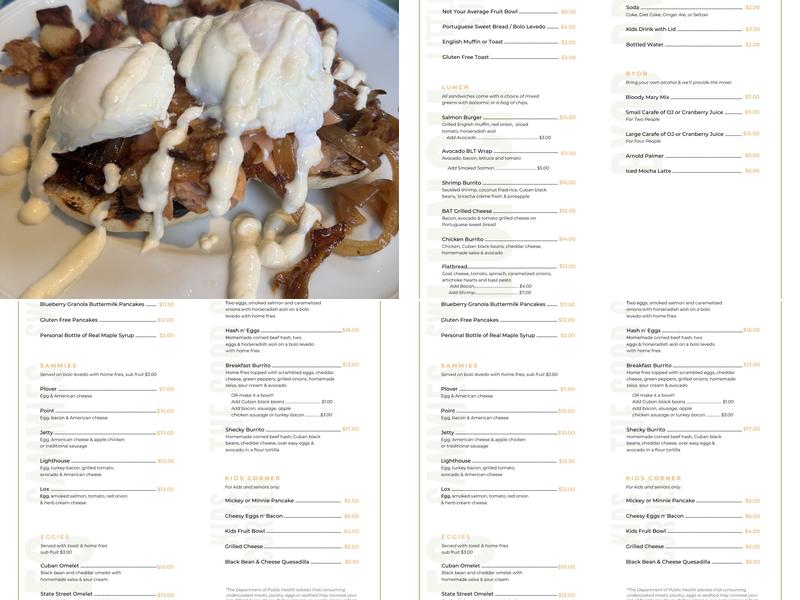 Mad Martha's Cafe Menu