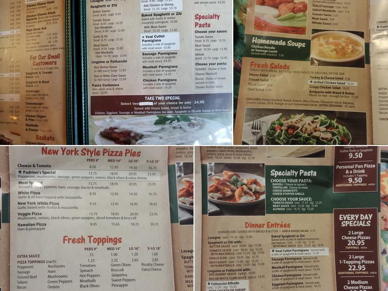 Padrino's Pizza Menu
