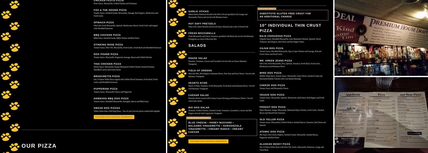 Pub Dog Pizza & Drafthouse Menu