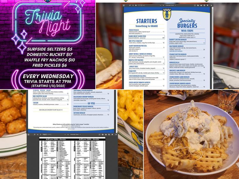 Abbey Burger Fells Point Menu