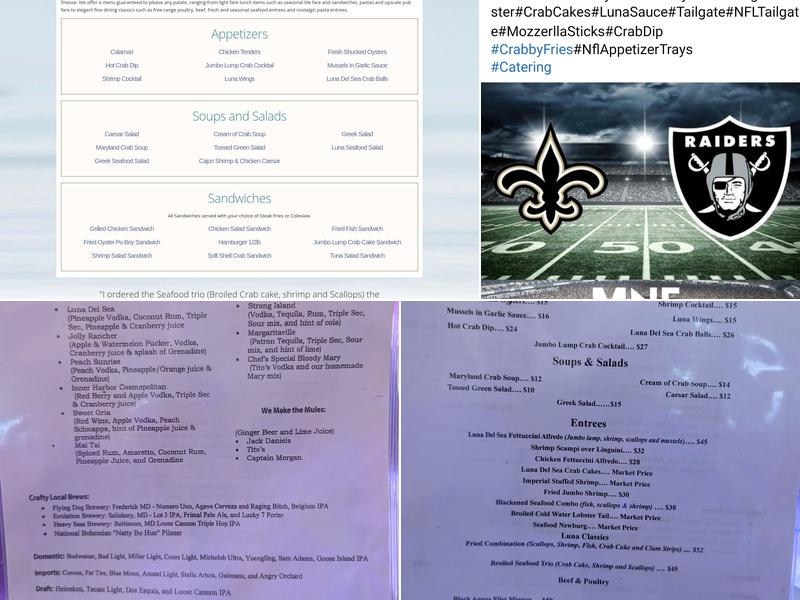 Luna Del Sea Steak & Seafood Bistro Menu