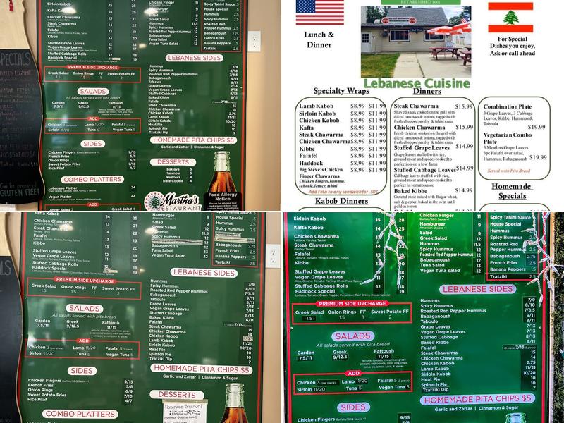 Martha's Restaurant Menu