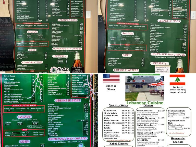 Martha's Restaurant Menu