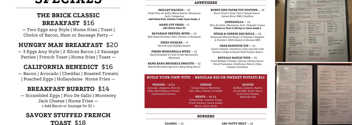 The Brick Bar & Grill Menu