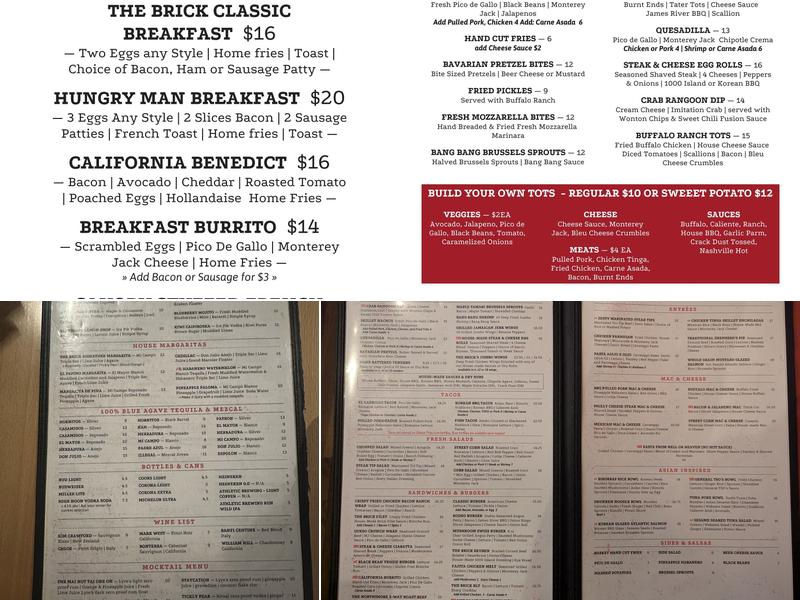 The Brick Bar & Grill Menu