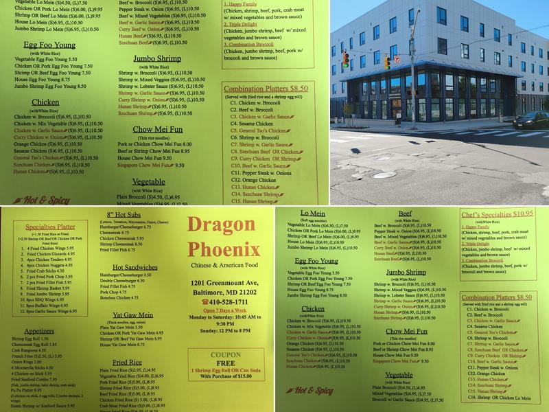 Dragon Phoenix Menu