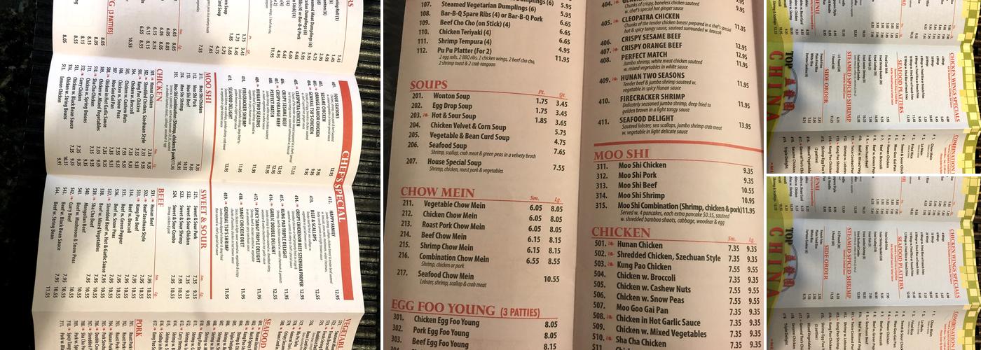 Top China Menu