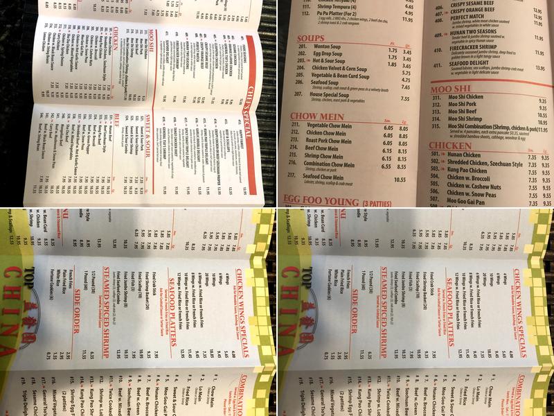 Top China Menu
