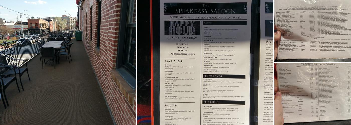 Speakeasy Saloon & Dining House Menu