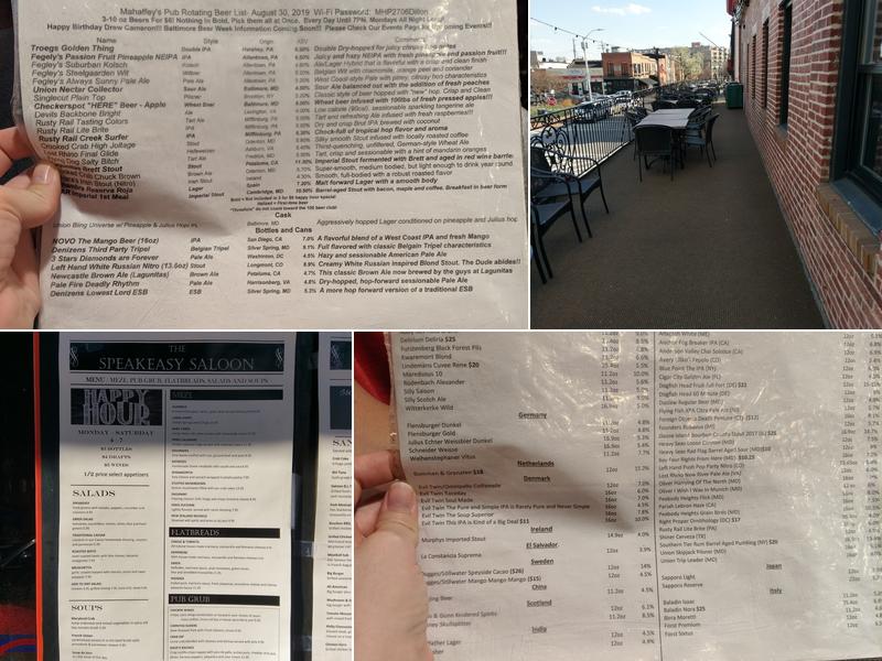 Speakeasy Saloon & Dining House Menu