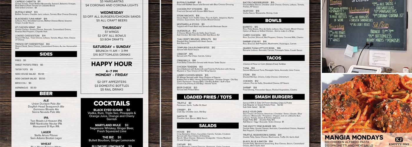 Knotty Pine Menu