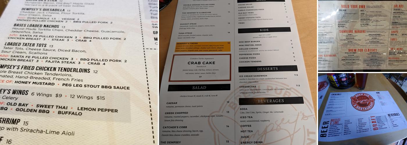 Dempsey's Brew Pub and Restaurant Menu