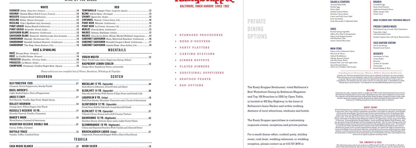 Rusty Scupper Restaurant & Bar Menu