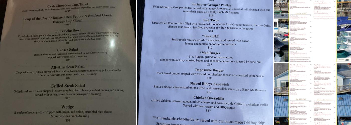 Madigan's Waterfront Menu