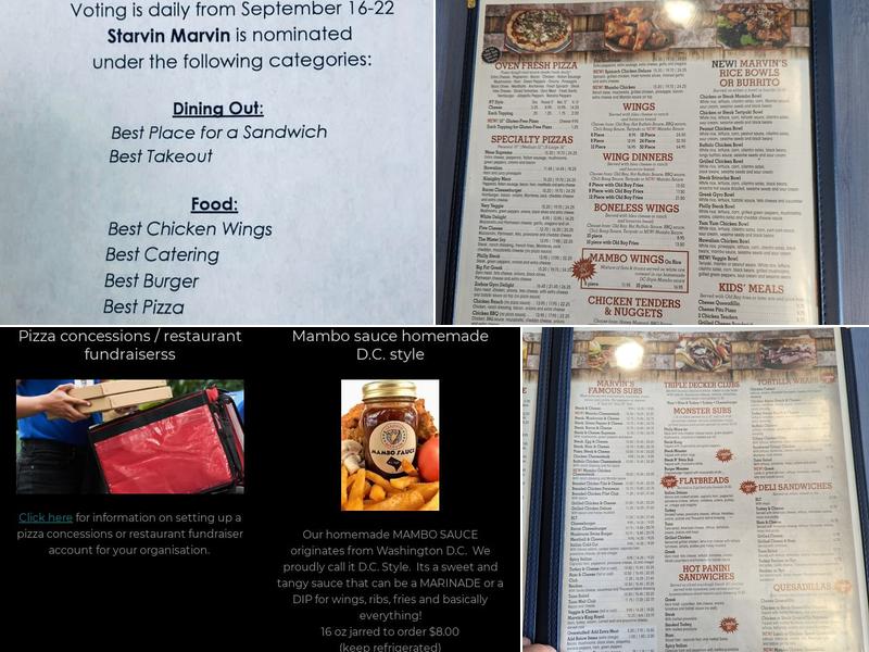Starvin Marvin Pizzeria & Grille Menu