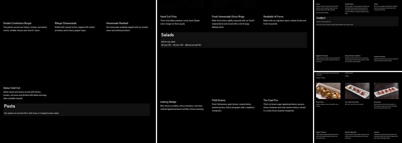 Coal Fire Pizza Menu