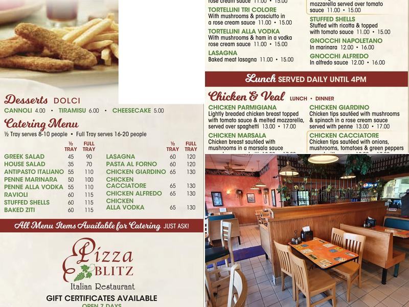 Pizza Blitz Menu