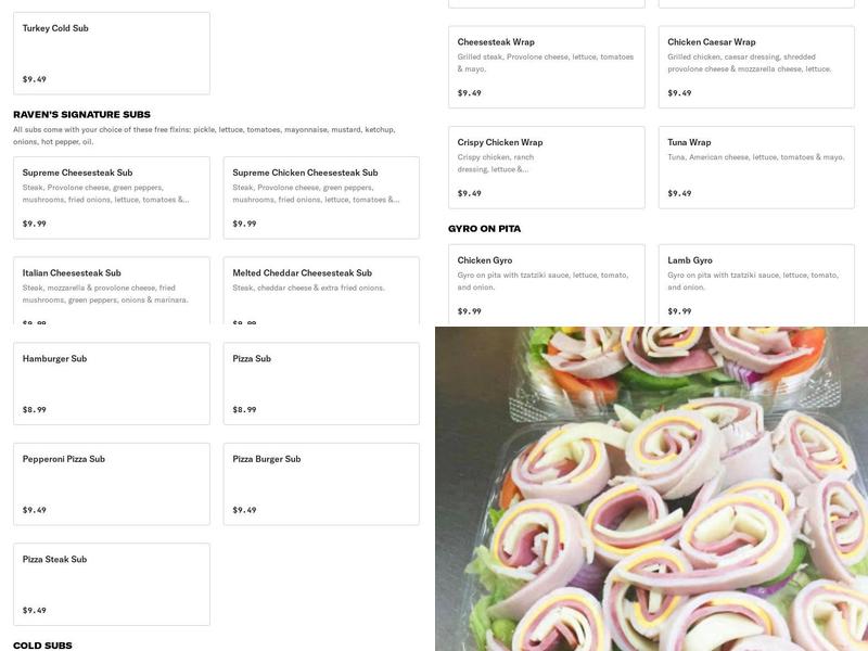 Pizza Ravens Menu