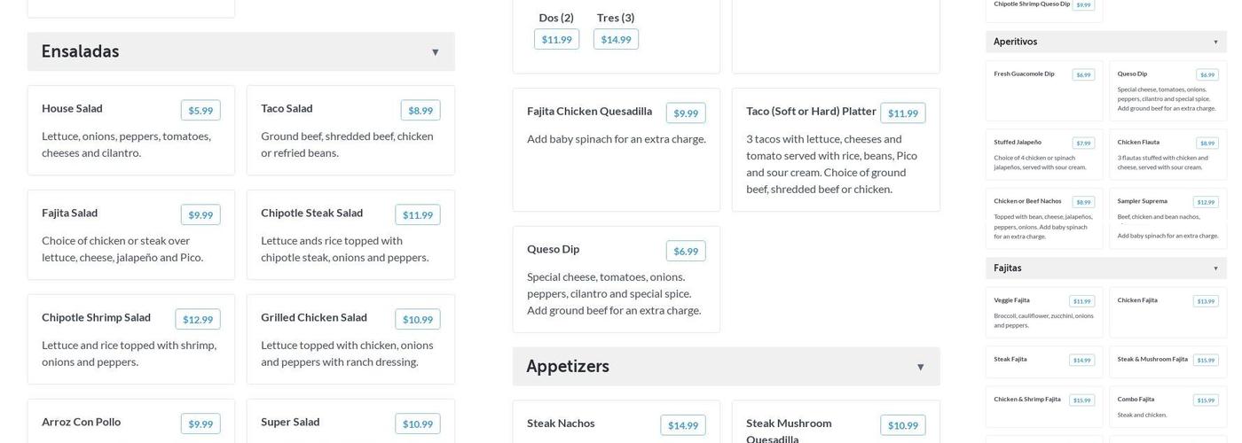 Poblano Grill Menu
