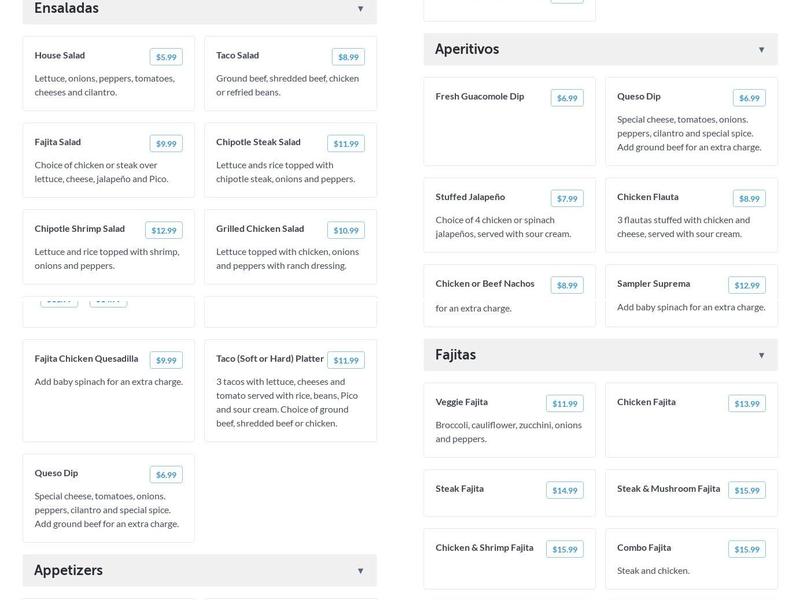 Poblano Grill Menu