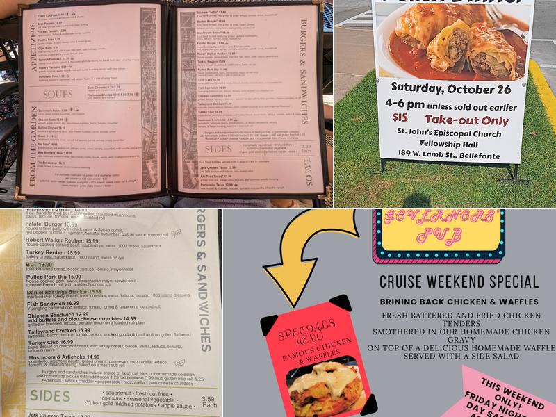 The Governors' Pub & Restaurant Menu