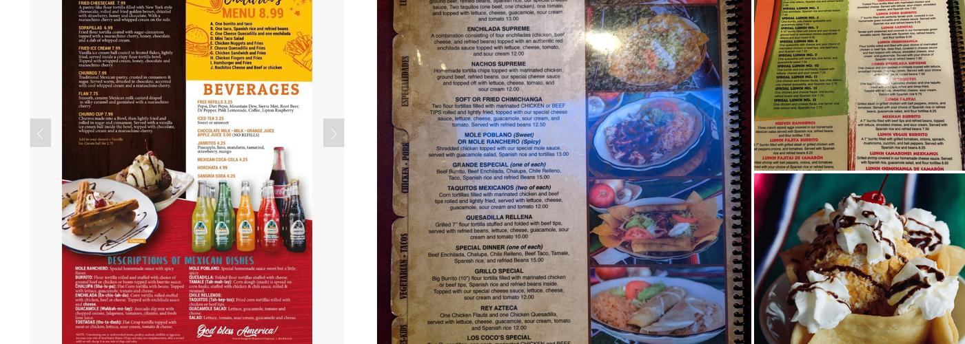 Rey Azteca Menu