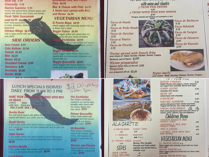 Taqueria Jalisco Authentic Mexican Grill Menu