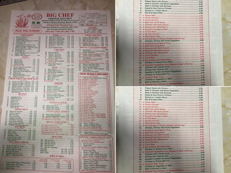 Big Chef Chinese Kitchen Menu