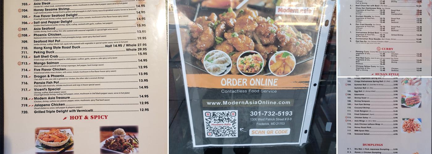 Modern Asia Menu