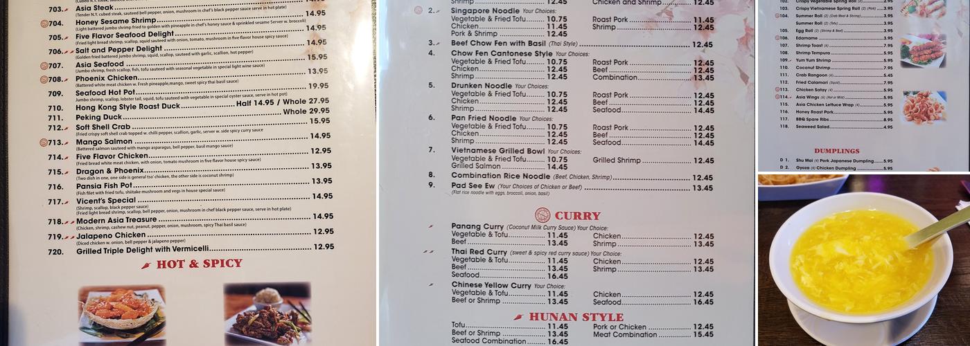 Modern Asia Menu