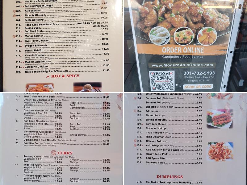 Modern Asia Menu