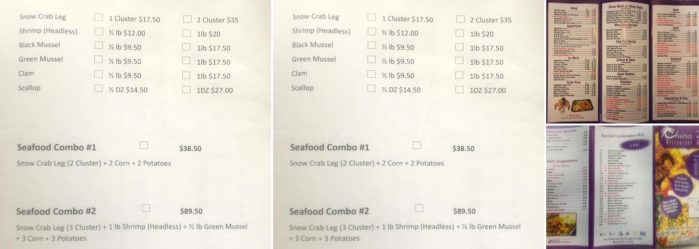 China Inn Restaurant Menu