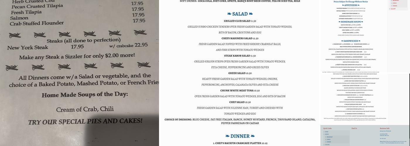 Airways Inn of Frederick Menu