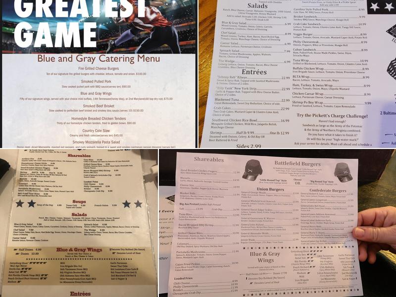 Blue & Gray Bar & Grill Menu