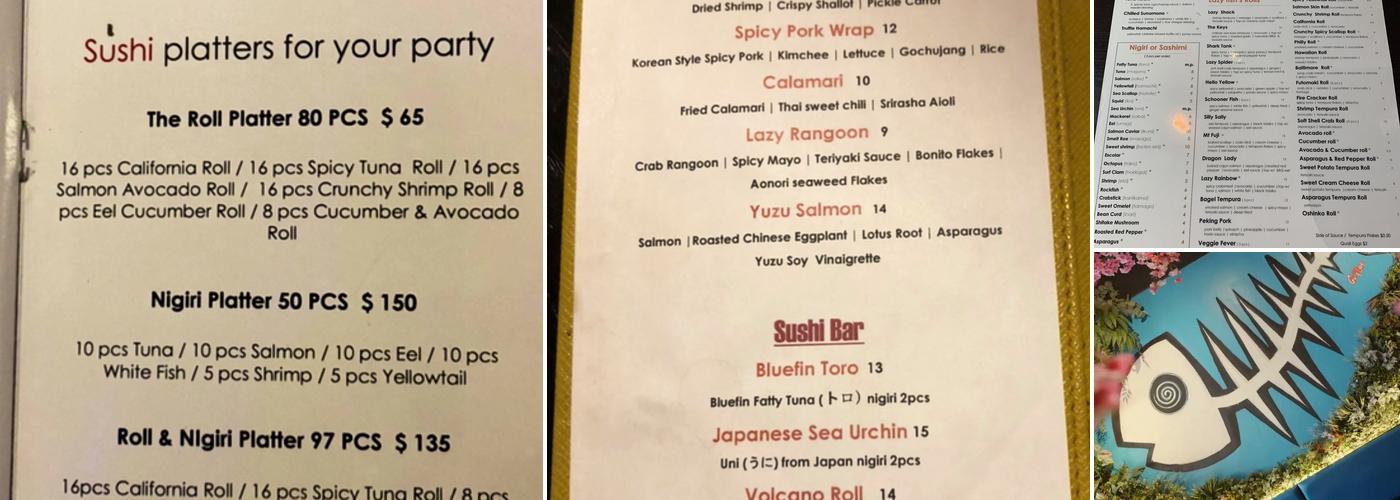 Lazy fish Menu