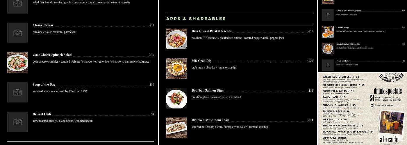 Cellar Door Restaurant Menu