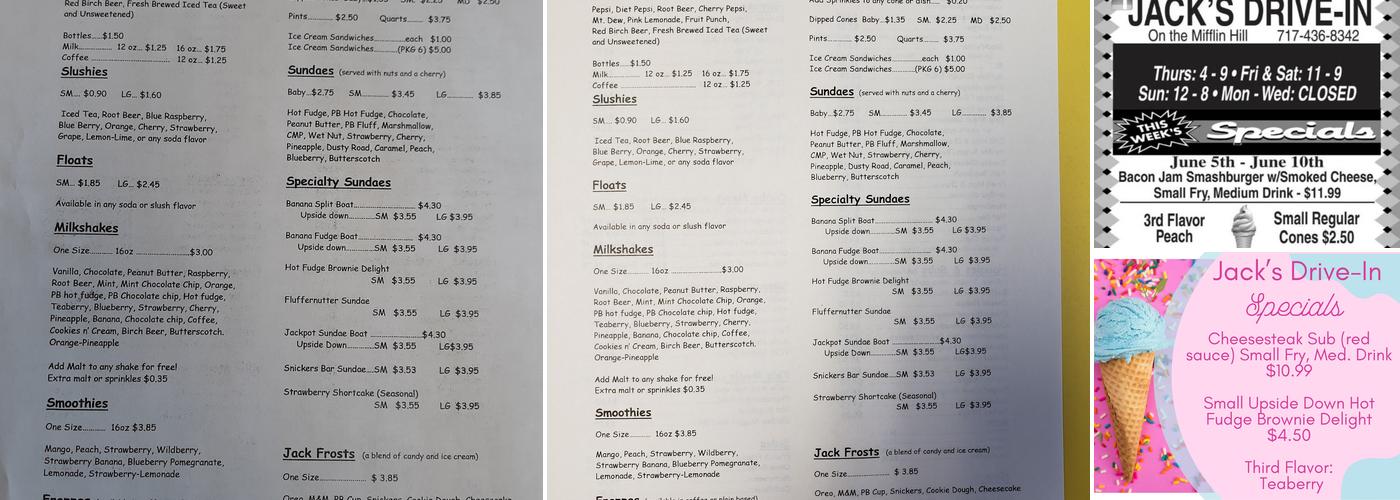 Jack's Drive-In Twin Serve Menu
