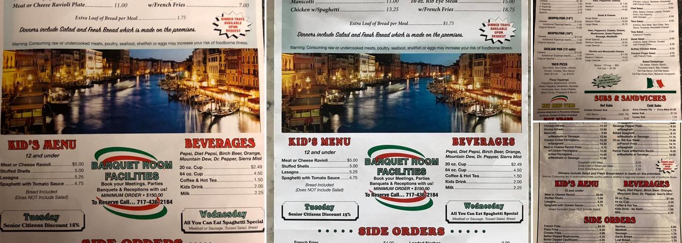 The Original Italian Pizza - Tyson Hill Menu