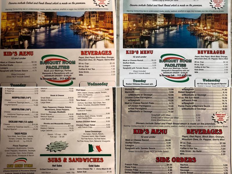 The Original Italian Pizza - Tyson Hill Menu