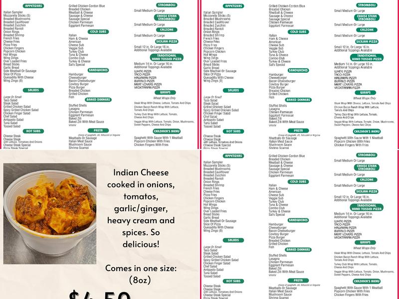 Sal's OIP & Restaurant Menu