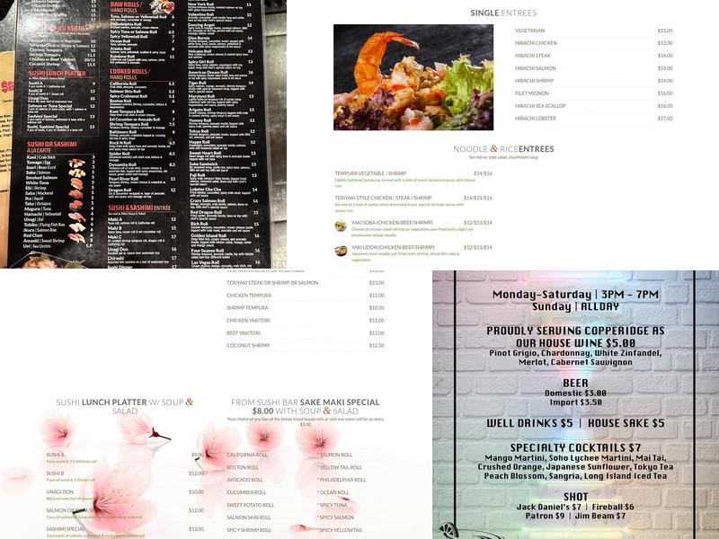 Sake Japanese Steak House Menu