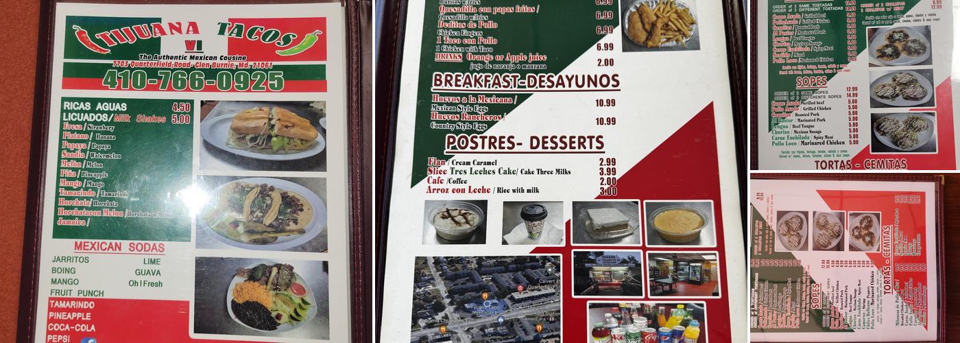 Tijuana Taco Inc Menu