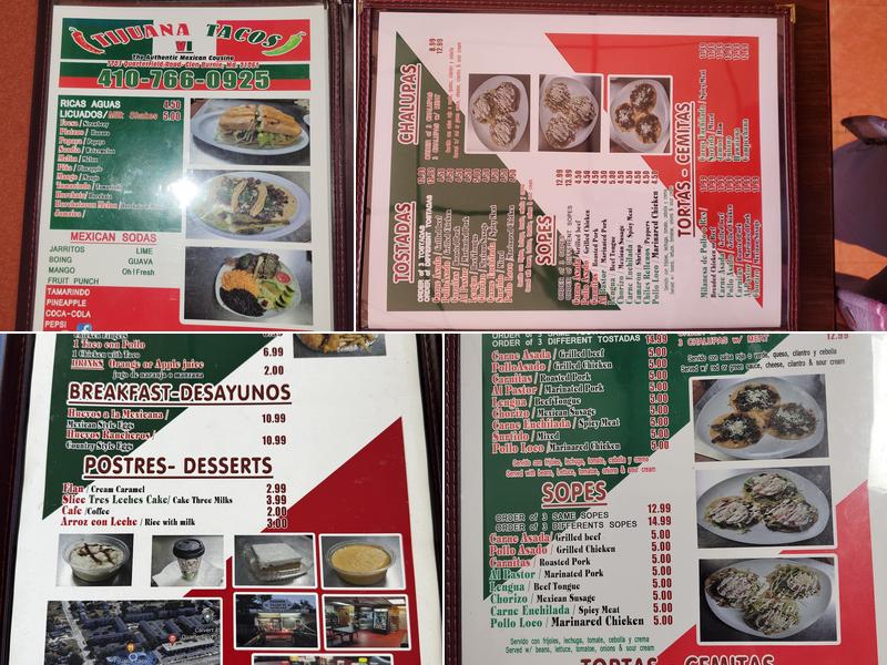 Tijuana Taco Inc Menu