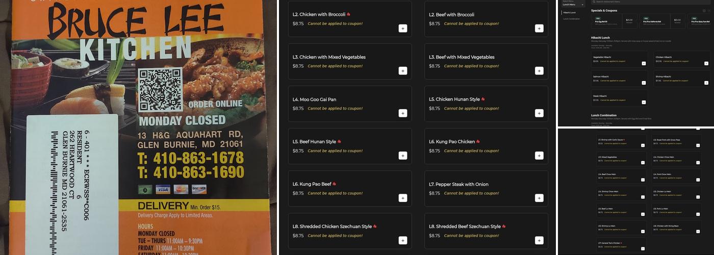 Bruce Lee Kitchen Menu