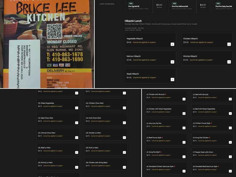 Bruce Lee Kitchen Menu