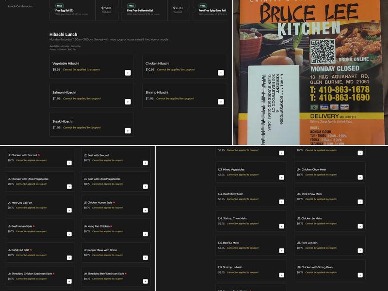 Bruce Lee Kitchen Menu