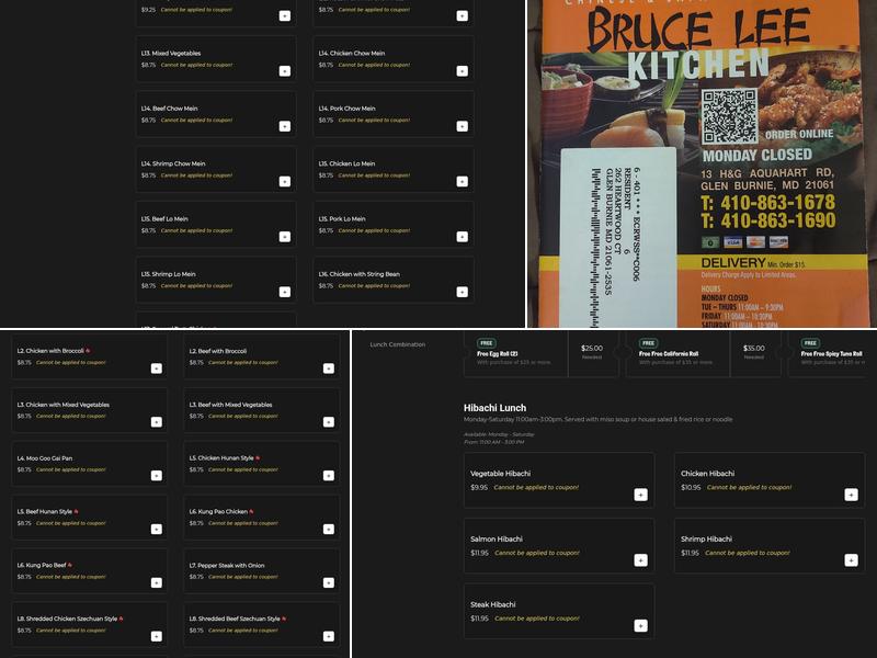 Bruce Lee Kitchen Menu