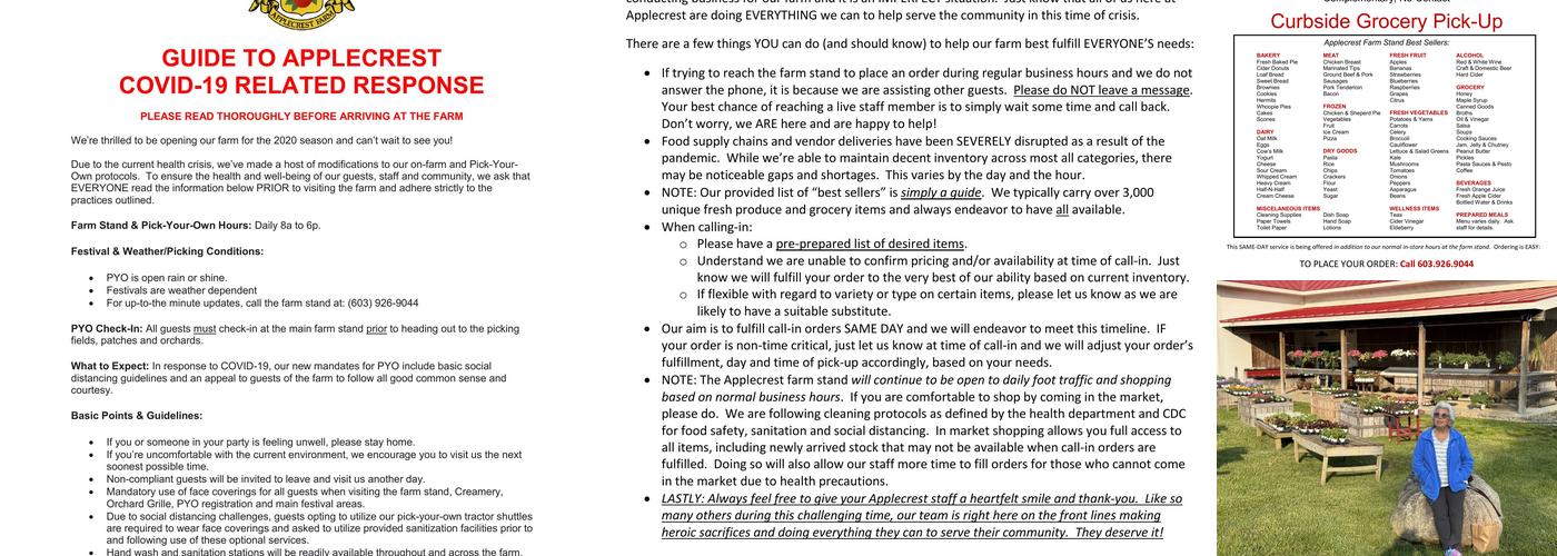 Applecrest Farm Orchards Menu