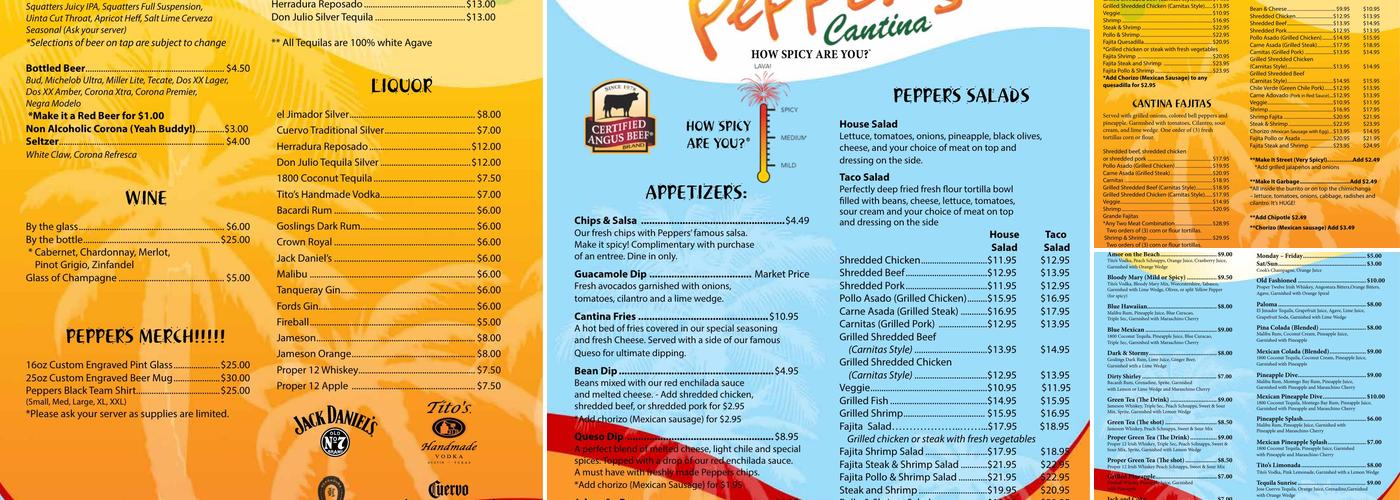 Peppers Cantina Menu