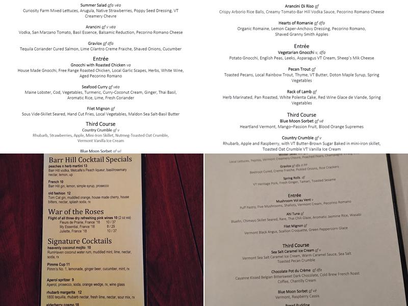 Barnard Inn Restaurant Menu